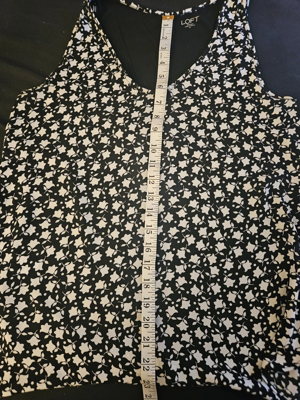 LOFT Black & White Floral Tank Top
